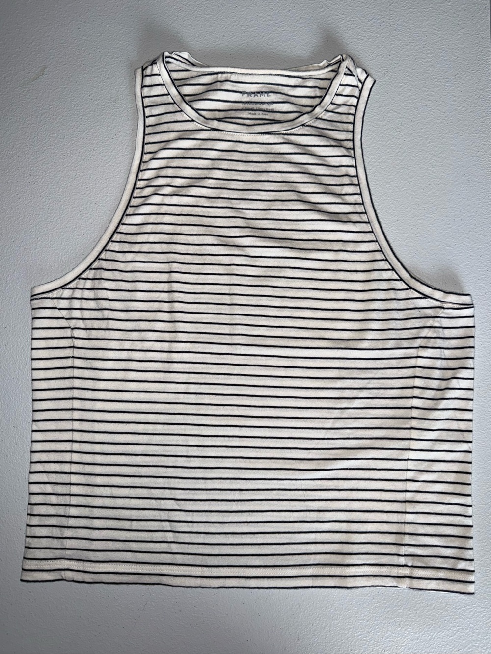 FRAME Le High Racerback Tank Top XS Striped Organic Pima Cotton Cottagecore - Picture 4 of 6